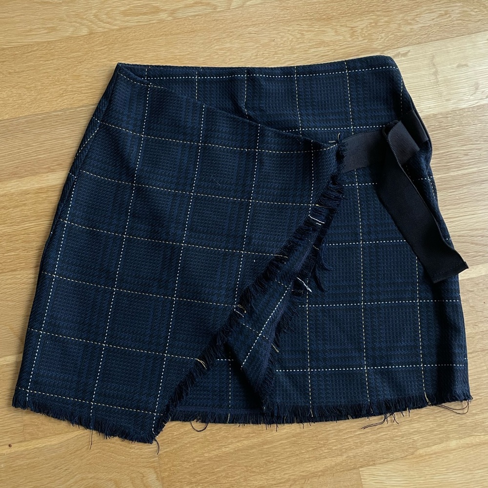 Plaid Mini Skirt Navy & Black Size S